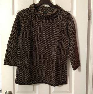 Talbots brown patterned turtleneck sweater, sz M